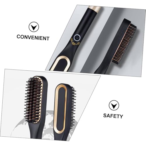 Cepillo eléctrico para alisar pelo y barba portátil oro miniatura 3