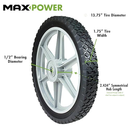 Maxpower 335110 14" x 1.75" Spoked Plastic Wheel with Diamond Tread by Maxpower - Image 2
