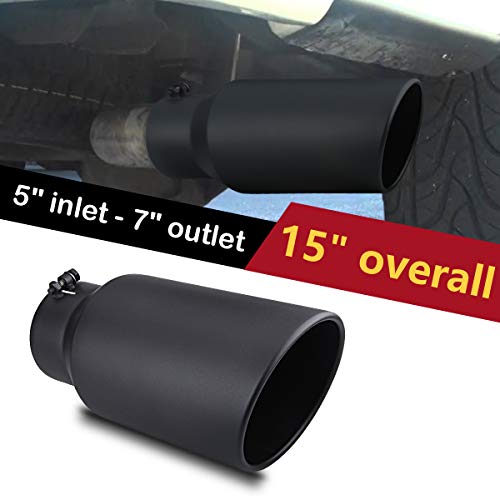 5" inlet Universal Diesel Truck Exhaust Tip,Stainless Steel, 7" outlet,Black Powder Coated, Bolt-On – LCGP by LCGP - Used condition - Image 6