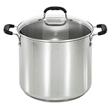 T-fal C99863 Stainless Steel Oven Safe Dishwasher Safe PFOA Free Stock Pot Cookware, 12-Quart, Silver