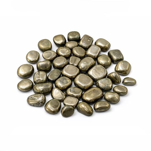 Image of Pyrite Tumble Stone | 50 gm Tumbled Gemstones | Reiki Healing Stones | Home Decor Pebbles | Aquarium Gravel | Garden & Table Decor