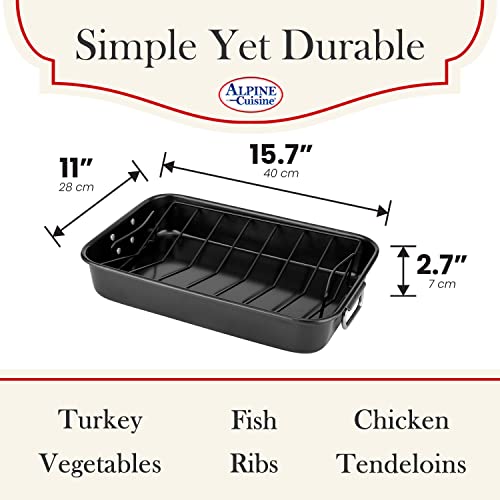 image for Alpine Cuisine Turkey Roaster Pan with Rack 16-Inch - Nonstick Coating