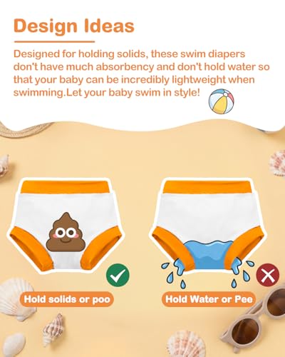 Image of ALVABABY 3 Pack Reusable Baby Boys Swim Diapers UPF 50+ Washable Toddler Beach Diapers