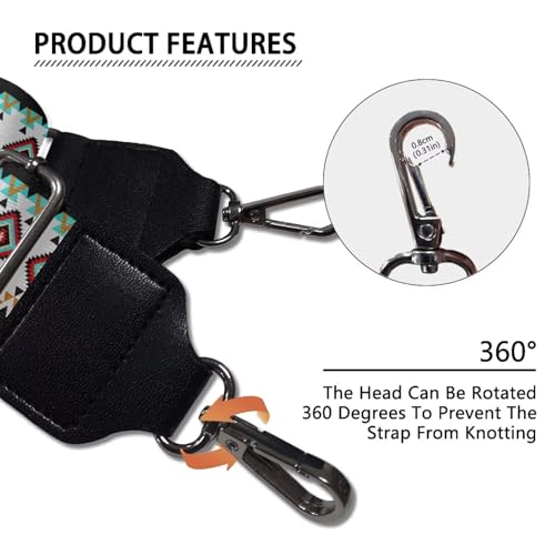 Image of GLENLCWE Aztec Print Wide Shoulder Strap Adjustable Geomatry Print Replacement Belt Guitar Style Crossbody Bag Handbag Strap Canvas Straps