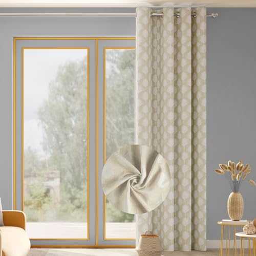 Image of haus & kinder Printed Jacquard Door Curtain 7 Feet Long Pack of 1 Door Curtain, 7 Feet Curtain for Door (Palm Charm, Caramel Nature Design 130x213 CM)