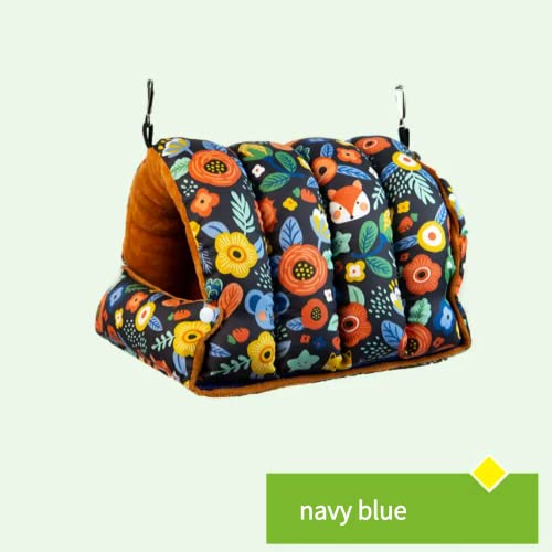 Image of Parrot Warm House Bird Nest Winter Hanging Hammock Birds Sleeping Bed Parrot Hideway Bed Washable for Parrot Parakeet Cockatiels Budgies Lovebird (M,Navy Blue)