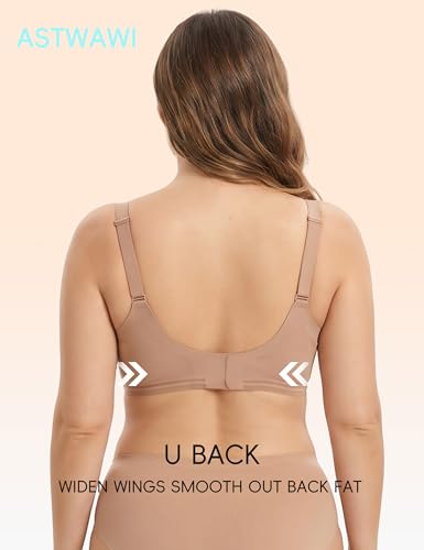 ASTWAWI Comfort Wireless Bra Seamless Jelly Bra Minimizer Full Coverage No Underwire Push Up Bra, Coffee, Large — view 4