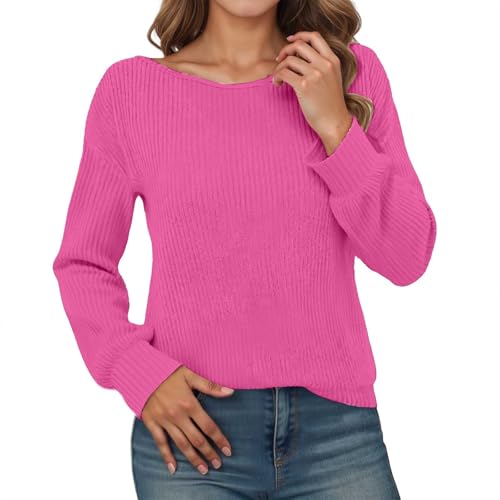 Genérico Sudadera para Mujer sin Capucha Jerséis Sueltos y Cómodo Sweatshirts de Color Sólido con diseños de otoño Liso Cómodo y Relajado Casual Pullover Superior Adolescentes Chica Suéter