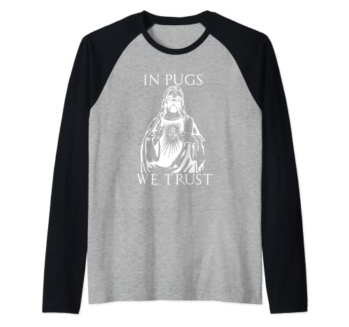 En Pugs Confiamos Dueño Pug Amante de Animales Raza de Perros Mascotas Fans Camiseta Manga Raglan