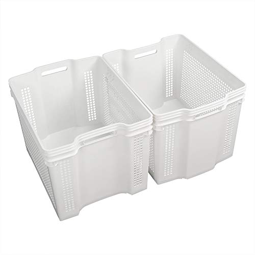 3BTNC3B Saedy 50 Quart White Plastic Basket for Organizing, Large