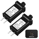 Enhon 2 Pack 29V Class 2 LED Power Supply, UL Certified Transformer Replacement, IP44 Waterproof Low Voltage US Plug Adapter for LED String Light Christmas Xmas Tree Light, Black(TS-13W29V)