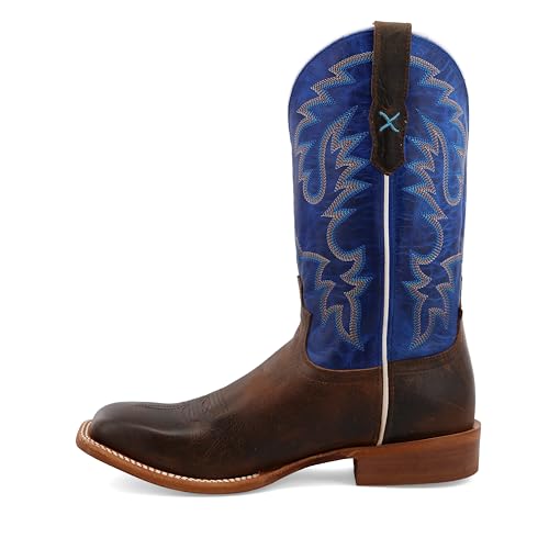 Image of Twisted X Men's 12 inch Rancher, Wide Square Toe with CellSole, Dark Chocolate & Brilliant Blue, 10 D