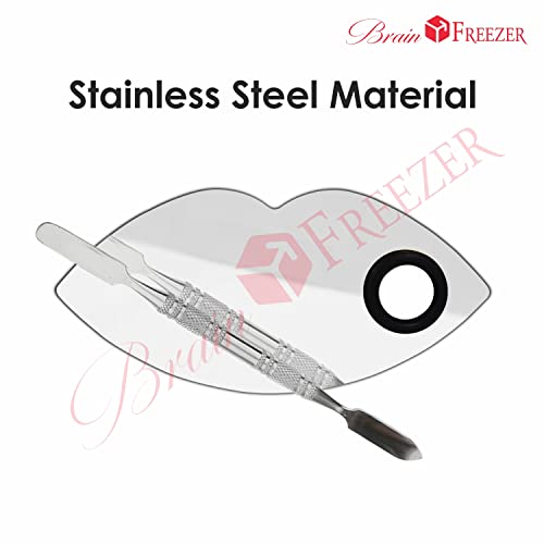 Image of Brain Freezer Shiny Makeup Palette with Stainless Steel Round Shape Spatula, 100 g (Lip Silver)