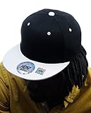 NYFASHION101 Plain Blank Flat Bill Adjustable Snapback Cap Hat -Black/White