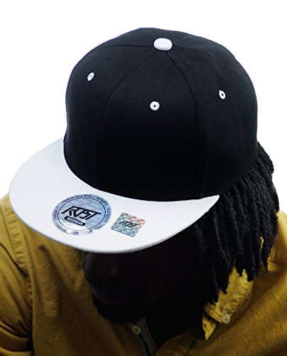 NYFASHION101 Plain Blank Flat Bill Adjustable Snapback Cap Hat -Black/White