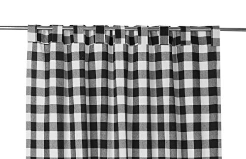 Black White Cotton Curtains, Back Tab Farmhouse Cotton Check Curtain 50X72 Inch, Tab Top Bathroom Window Treatment Décor Panel For Kitchen Nursery Livingroom Bed Room Gingham Check Curtains -2 Panels #TOP7