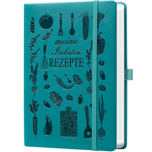 Ricettario A5 da scrivere fai da te – Le mie ricette preferite – Libro da cucina e da forno fai da te – Design da cucina blu marino, carta da 120 g (14,5 x 21 cm) – Ideale da regalare agli amanti