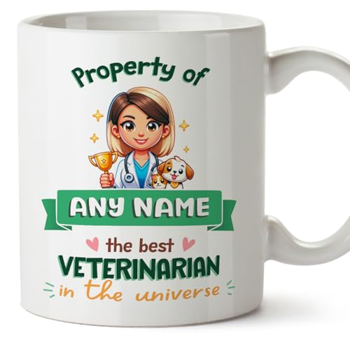 MUGFFINS Personalised Mug for Veterinarian Woman - in English - Property of - Funny Custom Gift for Colleagues - Ceramic 11oz Mug