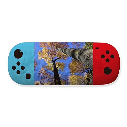 Étui de rangement pour lunettes motif feuilles rouges rigide et compact