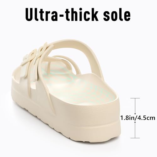 Image of Goosecret Women's Platform Sandals with Arch Support Comfortable Foam Slides Summer Beach Sandals with Adjustable Buckle