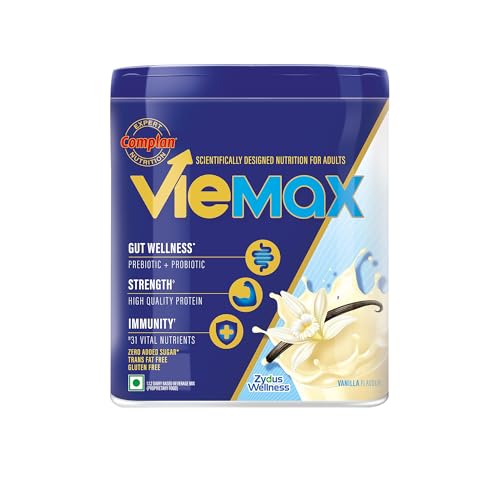 Image of Complan VieMax - Scientifically designed nutrition for Adults (Vanilla Flavour, 400g, Jar) | High Protein, Prebiotic, Probiotic for Strength, Gut Wellness, Immunity