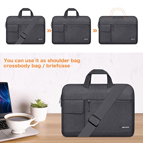 Mosiso Laptop Shoulder Bag Compatible With Macbook Air/Pro,13-13.3 Inch Notebook,Compatible With Macbook Pro 14 Inch 2023-2021 A2779 M2 A2442 M1,Polyester Flapover Briefcase Sleeve Case, Space Gray #TOP3
