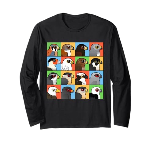 16 Cute Cartoon Birds of Prey Birdorable Raptors Long Sleeve T-Shirt