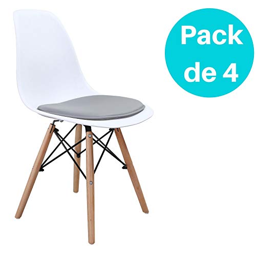 Woopi Lote de 4 sillas de Comedor Tower con Cojines en Color Gris