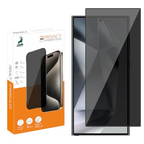 Image of AIBEX Privacy Tempered Glass for Samsung Galaxy S24 Ultra 5G| 9H Hardness | Anti-Spy Screen Guard | Anti-Fingerprint | Edge-to-Edge Privacy Protection | Bubble-Free Installation