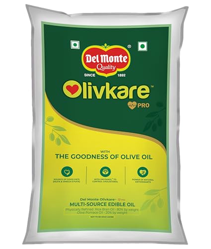 Image of Del Monte OlivKare Heart Pro Oil 870g | Goodness of Olive Oil | Blend of Olive Oil & Rice Bran oil | Contains MUFA, PUFA, & Omega-6 which helps control Bad Cholesterol | Suitable for Everyday Indian Cooking
