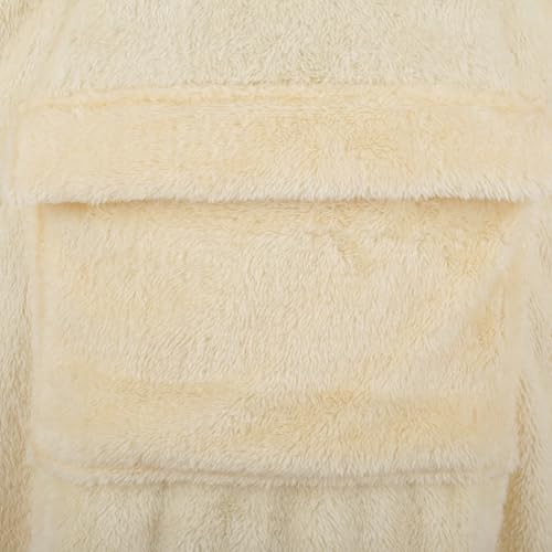 Sweat à capuche beige brossé isolant et chaud en coton épais - 3