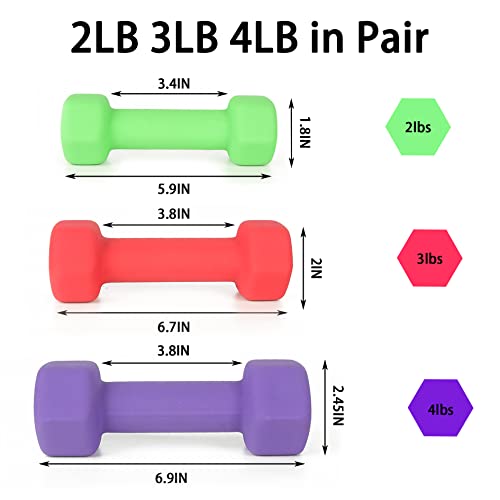 Neoprene Dumbbell Sets With Rack, Dumbbell Hand Weight Set Strength Training For Women, 3 Pairs Dumbbells Total 18 Lbs Set #TOP2