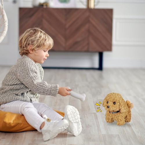 YOUYIKE Hund Spielzeug Kinder, Plüschtier Spielzeug Hund der Läuft und Bellt, Ostergeschenke Interaktives Plüschtier mit Gehen, Bellen, Schwanzwedeln fur Kinder Spielzeug