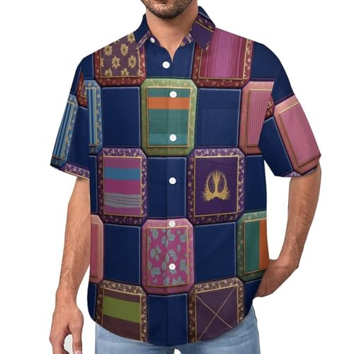 Chemise décontractée homme manches courtes imprimé carreaux patchwork bouton