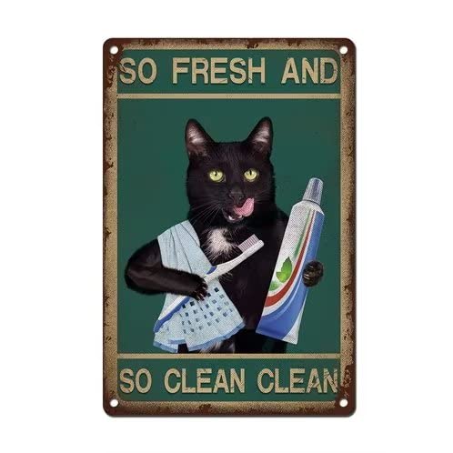 So Fresh And So Clean Clean - Cat Bathroom Decor Funny Metal Tin Sign 8 ...