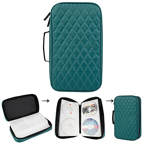 Dvd Case Cd Case Holder - 96 Capacity Portable Carrying Dvd Disc Storage Case Hard Cd Case Holder Wallet Binder Booklet Organizer For Car Office Home Travel | Movie Media Audio Music (Green) #TOP3