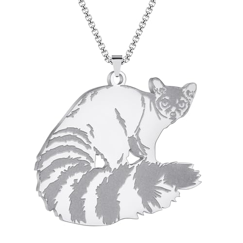 Collier raton laveur homme cadeau idéal avec pendentif queue de chat stylisé