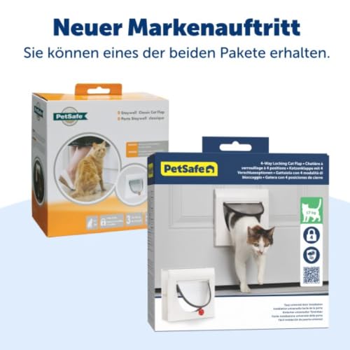 PetSafe Katzenklappe mit 4 Verriegelungsmöglichkeiten, Weiß, mit Tunnel