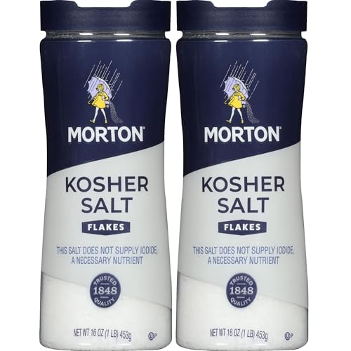 Morton Kosher Salt Flakes Bottle, Kosher Salt, 1Lb, 2 Pack