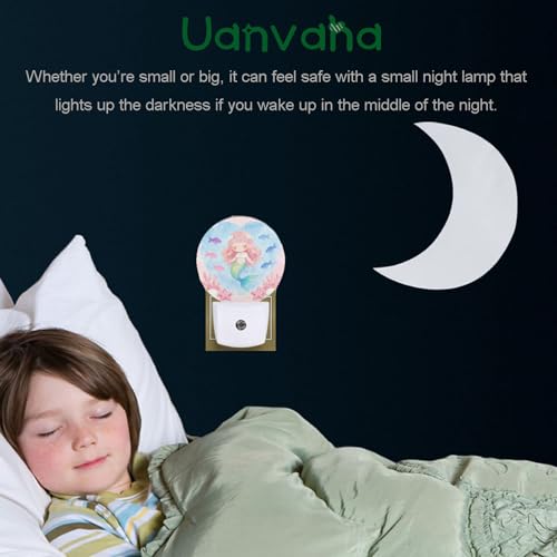 Image of Mermaid Silhouette Night Light Beauty Moon Night Fish Tail Grass Field Yellow Black Plug-in Nightlight Energy Saving 0.5W LED Lighting for Boys Girls Men Women