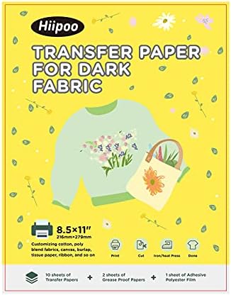 Amazon Com Hiipoo Heat Transfer Paper 8 5x11 Iron On Transfer Paper For T Shirt 10 Sheets Printable And Washable Dark Transfer Paper For Inkjet Printer Arts Crafts Sewing
