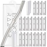 Dermaplaning Tool for Face Exfoliation, with 20 Replaceable Blades, Facial Shaver/Eyebrow Razor, Peach Fuzz Removal Eyebrow Shaper for Women, Easy to Use Dermaplaner Help Exfoliate and Smooth Skin
