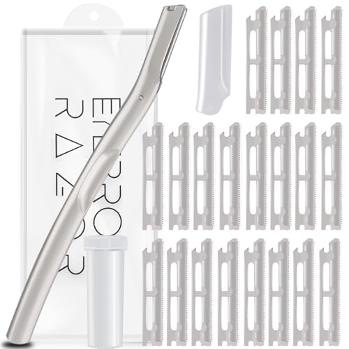 Dermaplaning Tool for Face Exfoliation, with 20 Replaceable Blades, Facial Shaver/Eyebrow Razor, Peach Fuzz Removal Eyebrow Shaper for Women, Easy to Use Dermaplaner Help Exfoliate and Smooth Skin