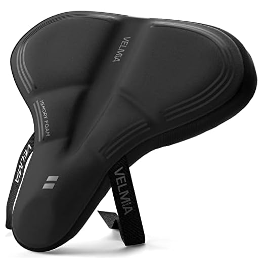 VELMIA Bike Seat Cushion Made of Comfy Memory Foam I Bike seat Cover for Men & Women with Ergonomic 3-Zone-Concept I Bike Saddle Cover, for peleton seat cushin, Bicycle seat Cushion
