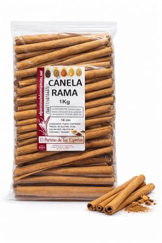 Canela Rama Vera AA 1KG | Ramas de Canela Natural 18 cm | Ideal para Infusiones, Té, Arroz con Leche, Chai y Repostería | Rama Aromática