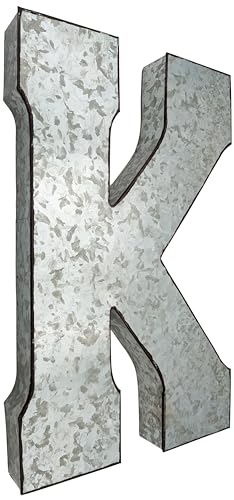 SciencePurchase 20" Metal Letter K Wall Decor, Silver with Rusted