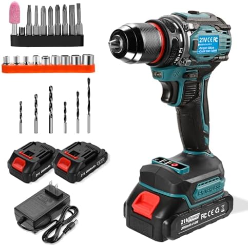 Cordless Drills Set, 21V Power Drill, Double 2000mAh Batteries El...