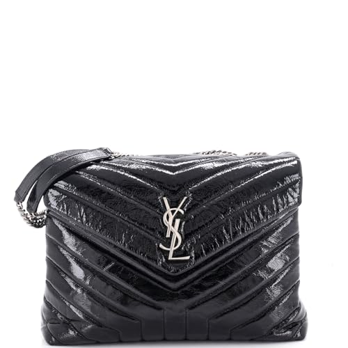Saint Laurent, Pre-Loved Loulou Shoulder Bag Matelasse Chevron Patent Medium,