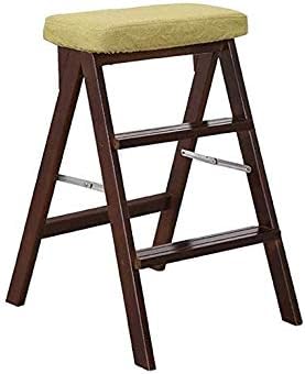 Ladder Stool Use Functional Home Creative High Stool Solid Wood Folding Portable Shelf(Black-JoJo's Bizarre Adventure1)