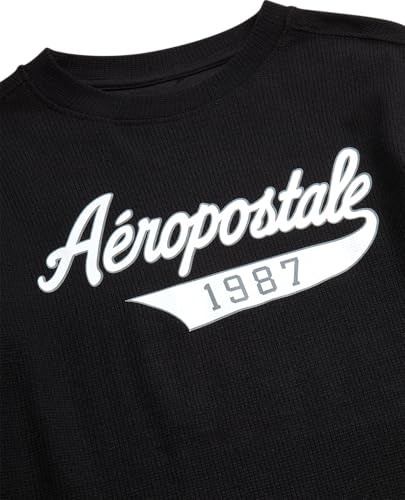 AEROPOSTALE Boys Long Sleeve Shirts - Crew Neck Boys Long Sleeve Waffle Knit Shirt Kids Tops Basic Tee (Sizes: 8-16)3